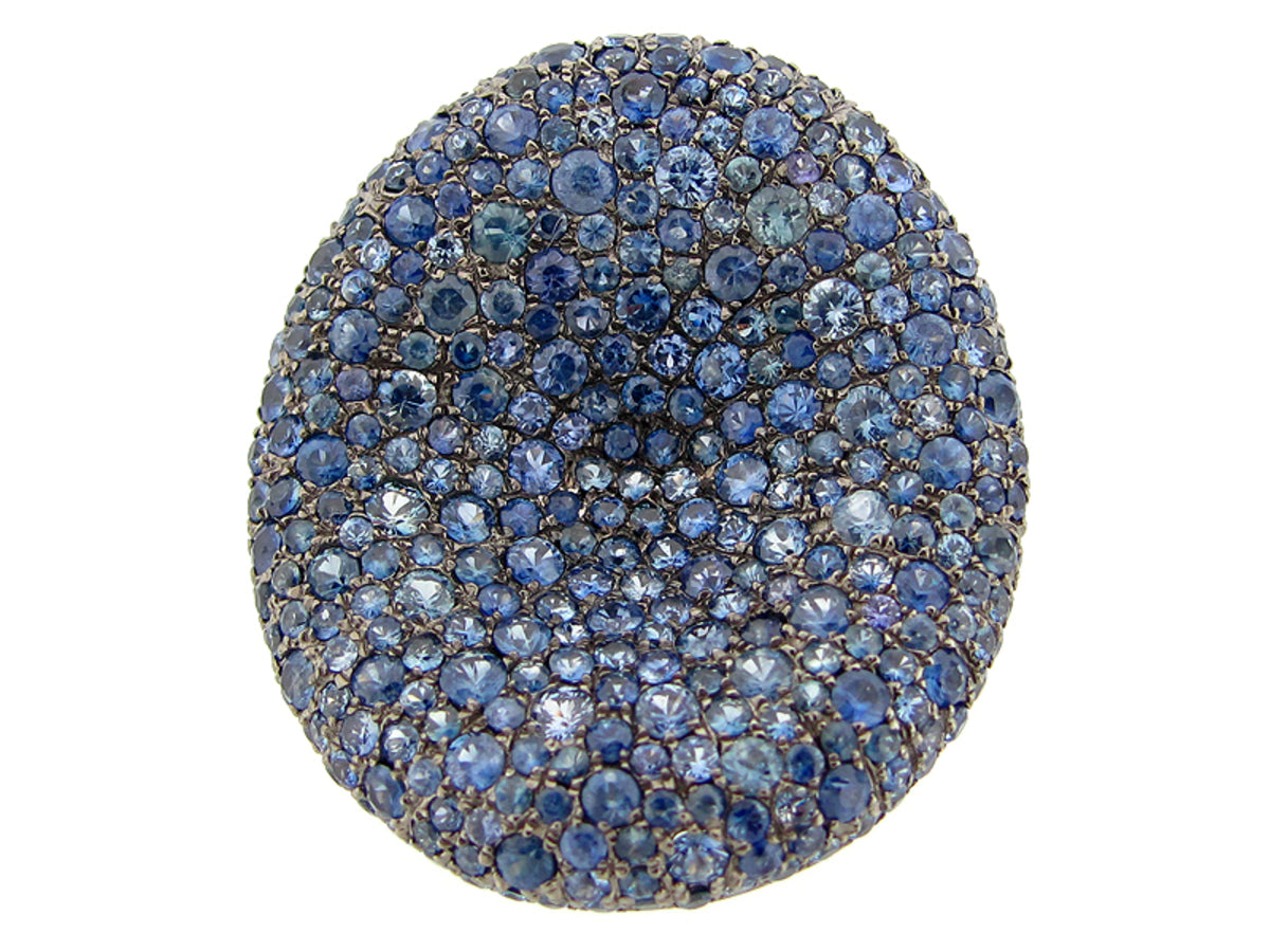 SAPPHIRE RING, BLACK FINISH, SILVER (H)
