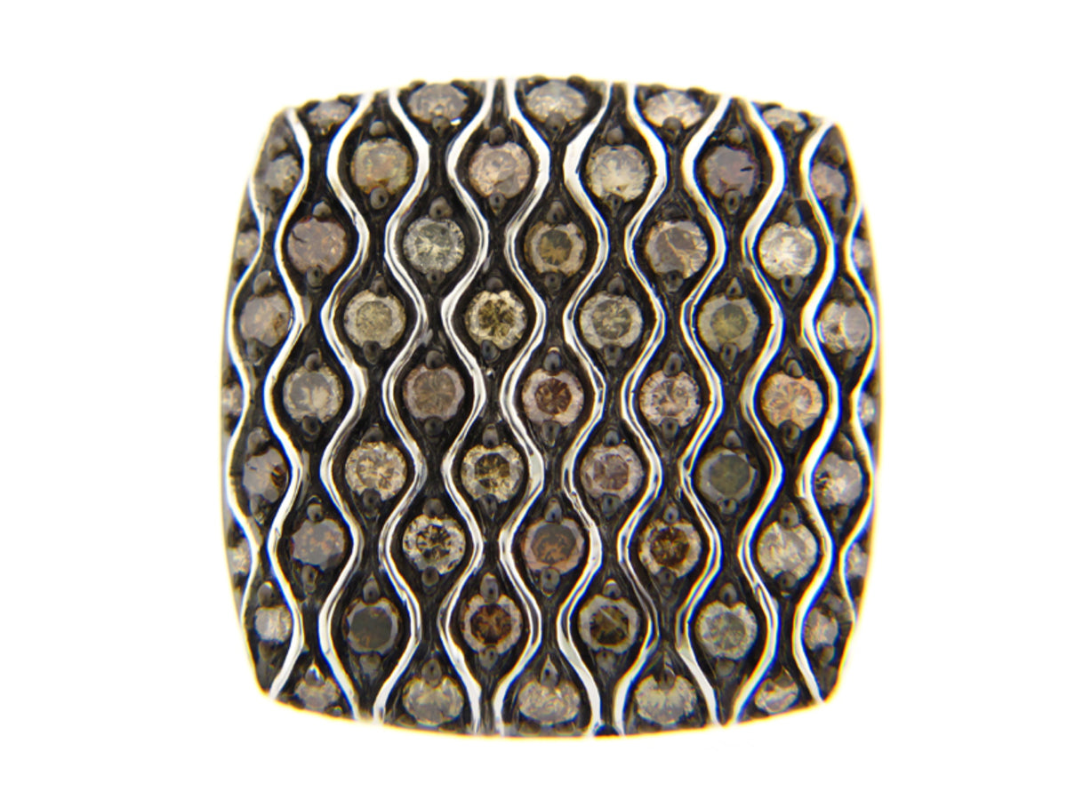BROWN DIAMOND RING, SILVER (N)