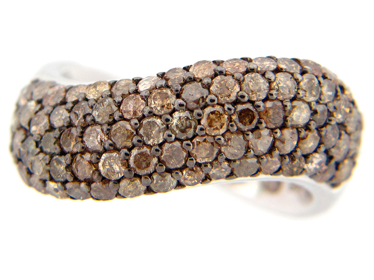 BROWN DIAMOND RING, SILVER (N)