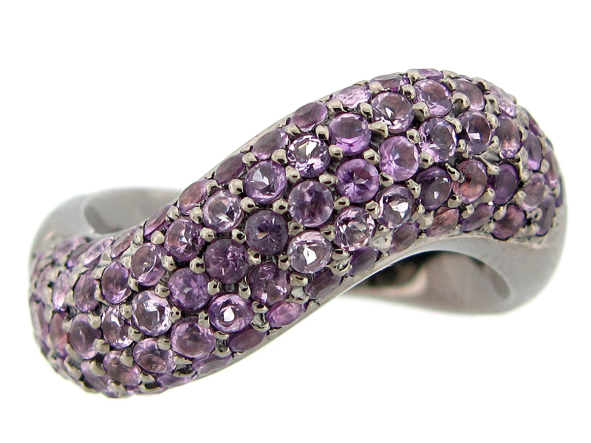 AMETHYST RING, BLACK FINISH, SILVER (H)