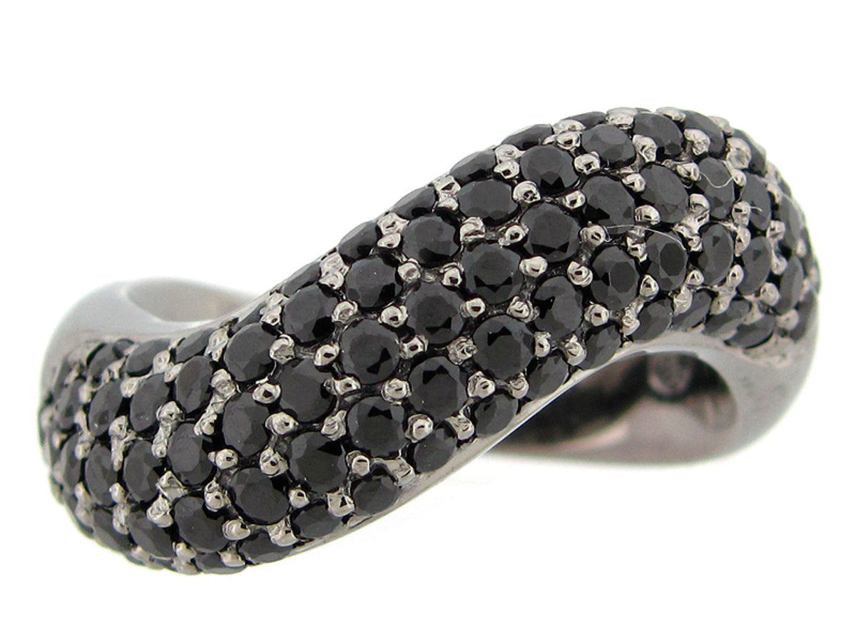 BLACK SPINEL RING, BLACK FINISH, SILVER (N)