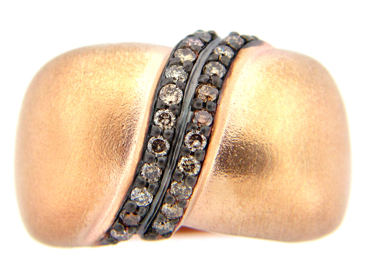 BROWN DIAMOND RING, SILVER (N)