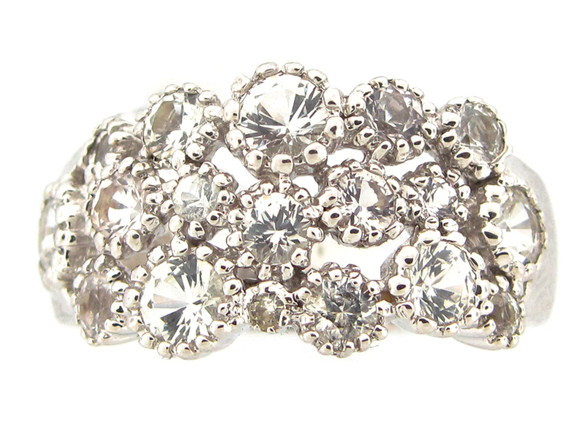WHITE SAPPHIRE RING, SILVER (E)