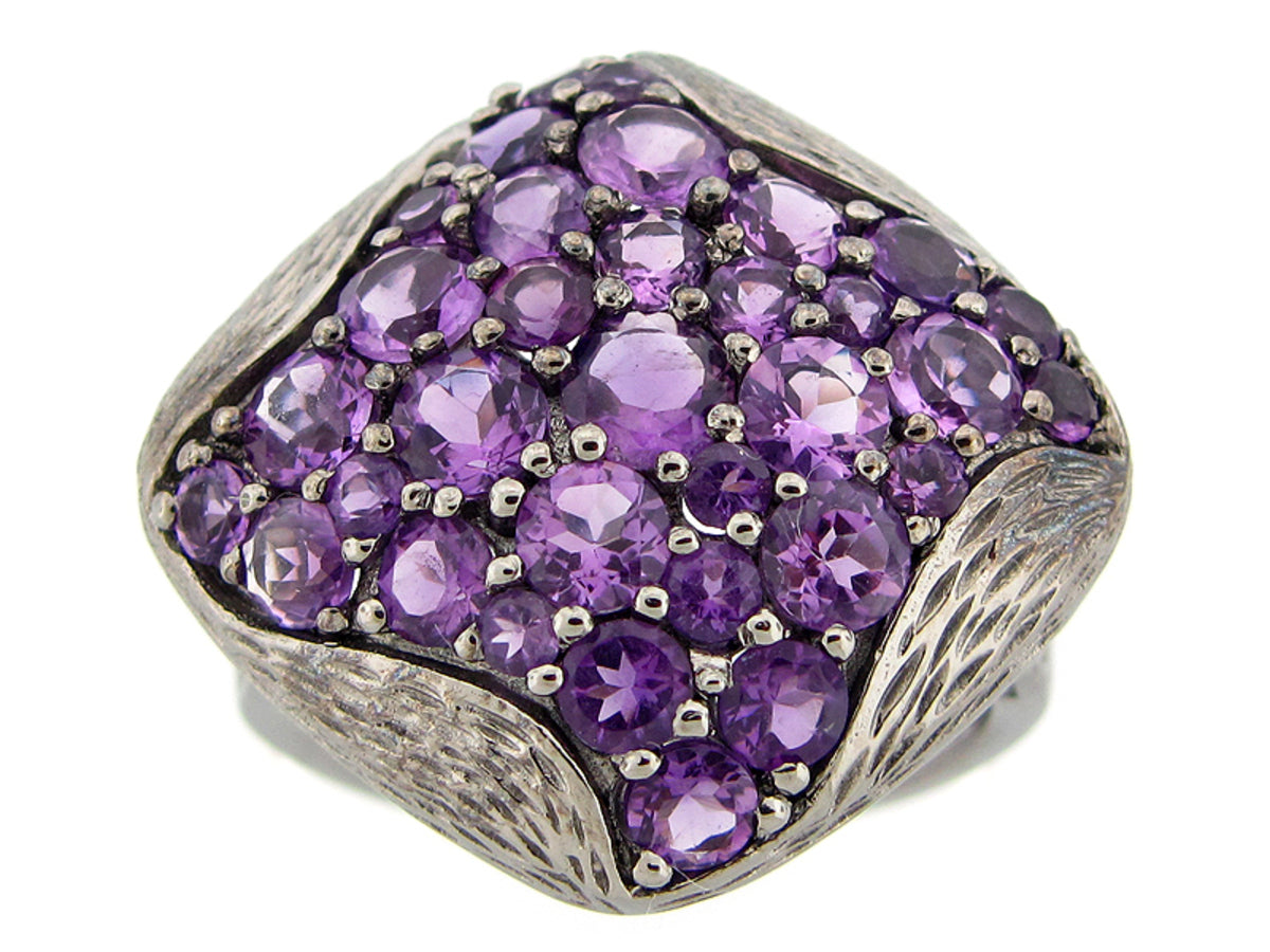 AMETHYST RING, BLACK FINISH, SILVER (H)