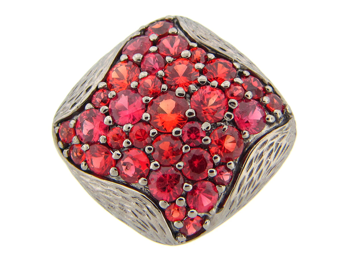Orange Sapphire Ring, Black Finish, Silver (H/U)