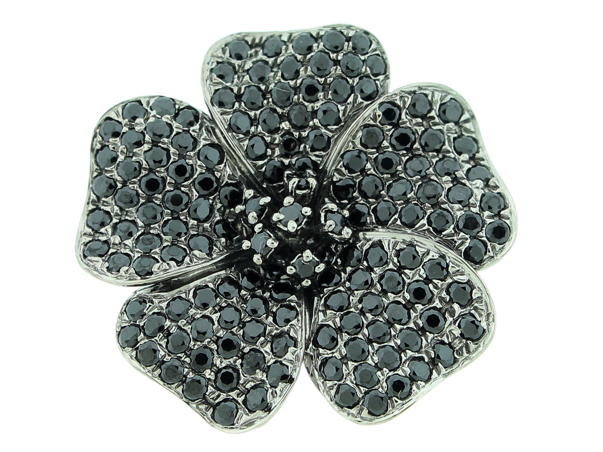 BLACK SPINEL RING, BLACK FINISH, SILVER (N)