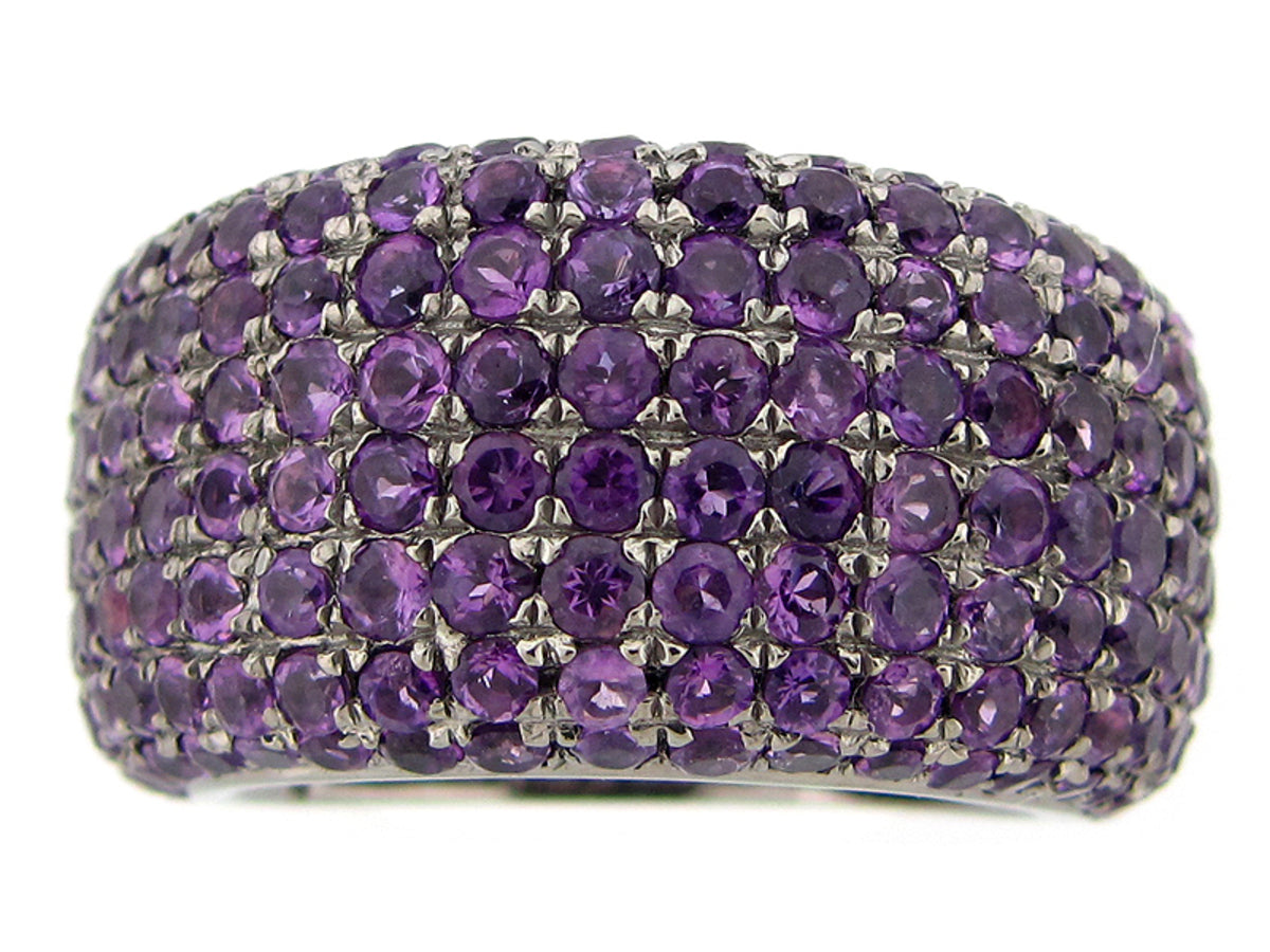 AMETHYST RING, BLACK FINISH, SILVER (H)