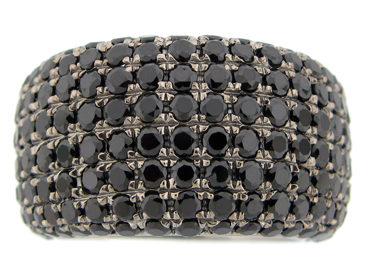 BLACK SPINEL RING, BLACK FINISH, SILVER (N)
