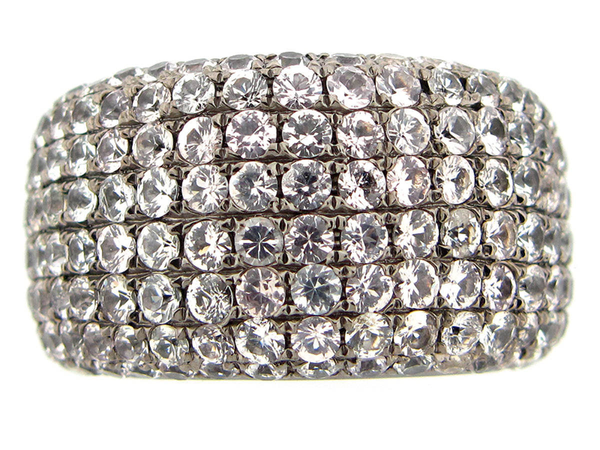 WHITE SAPPHIRE RING, BLACK FINISH, SILVER (H)