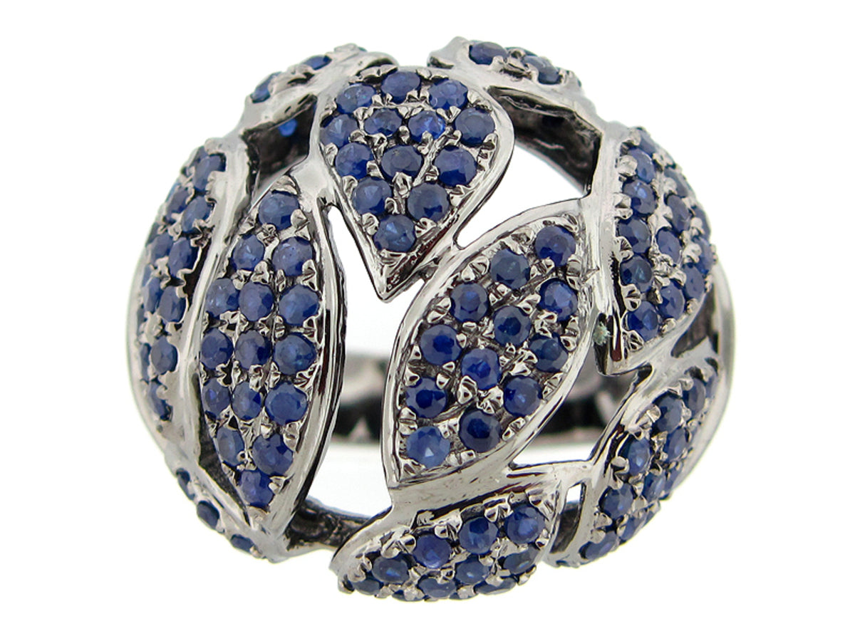 SAPPHIRE RING, BLACK FINISH, SILVER (H)