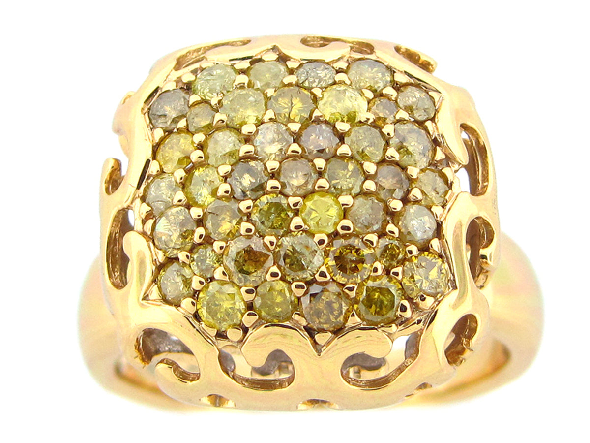 YELLOW DIAMOND RING, YELLOW FINISH, SILVER (N)