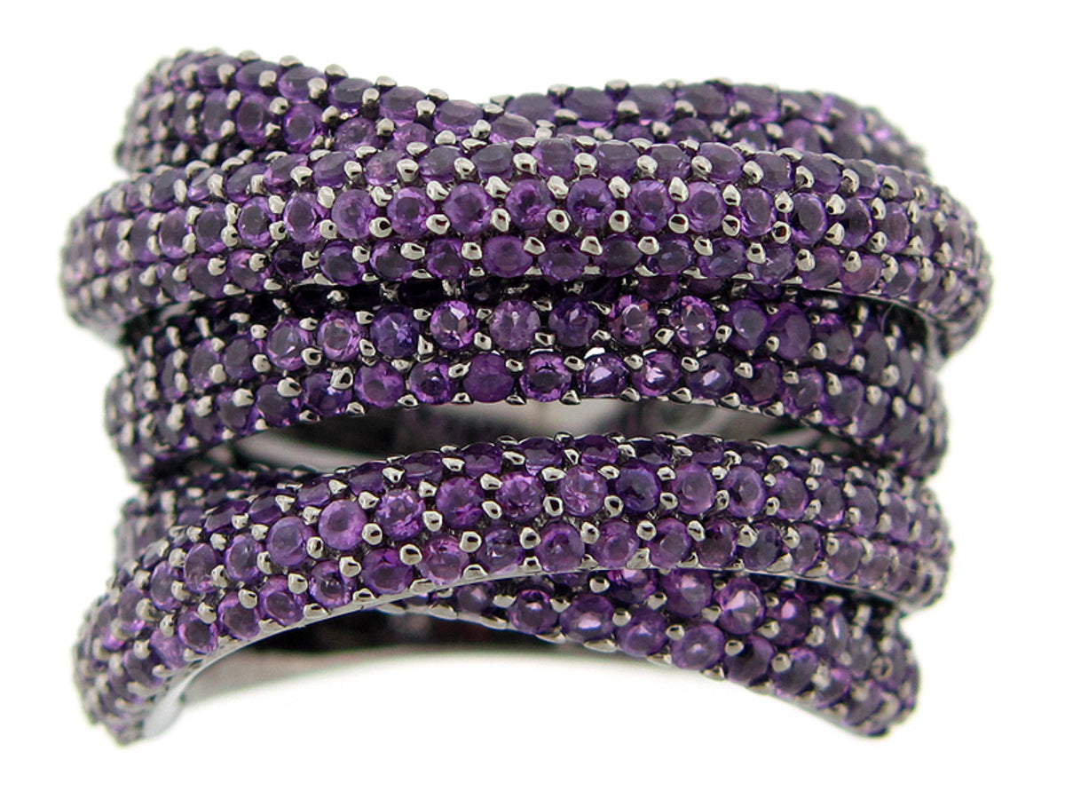 AMETHYST RING, BLACK FINISH, SILVER (H)