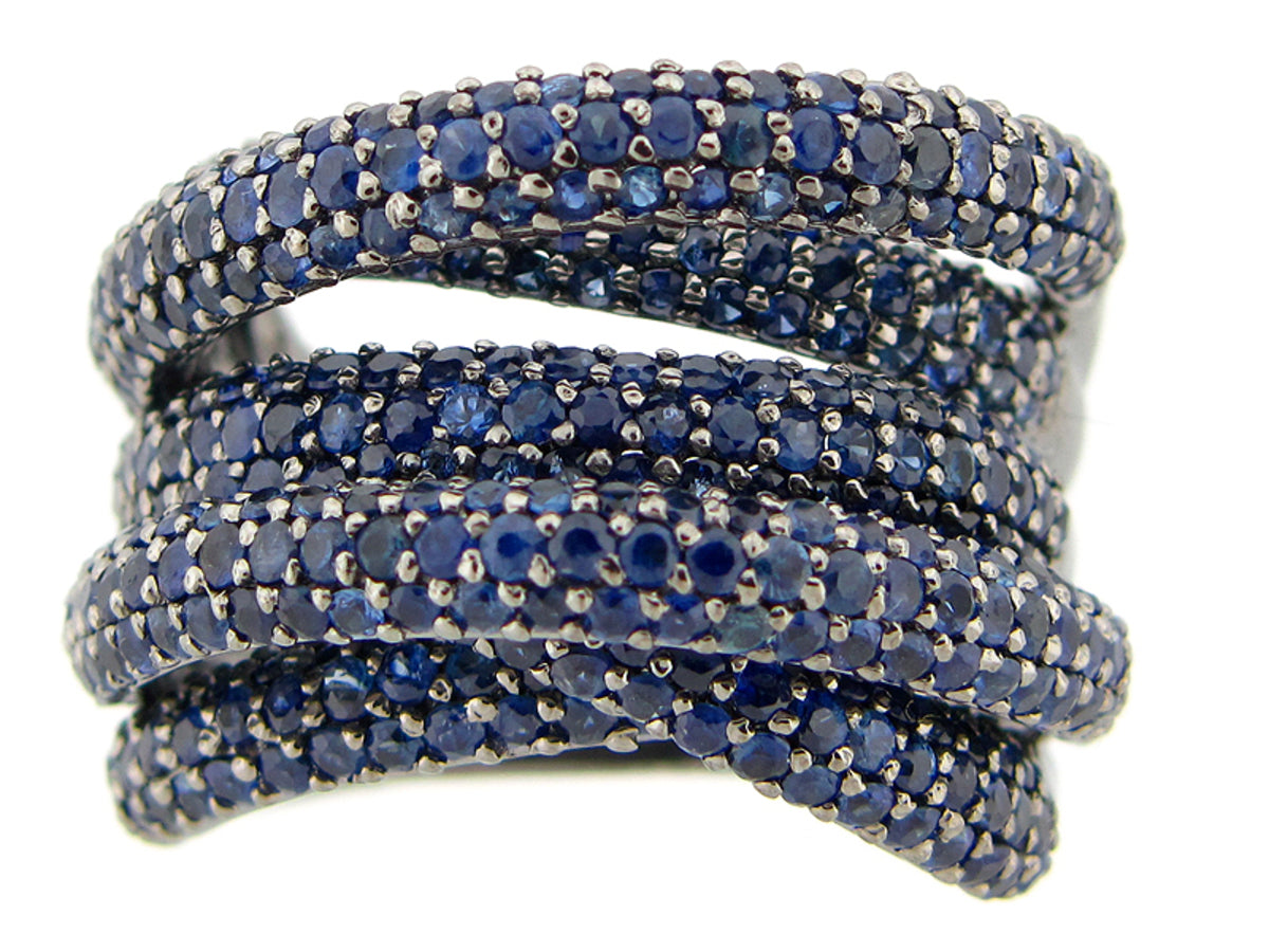 SAPPHIRE RING, BLACK FINISH, SILVER (H)