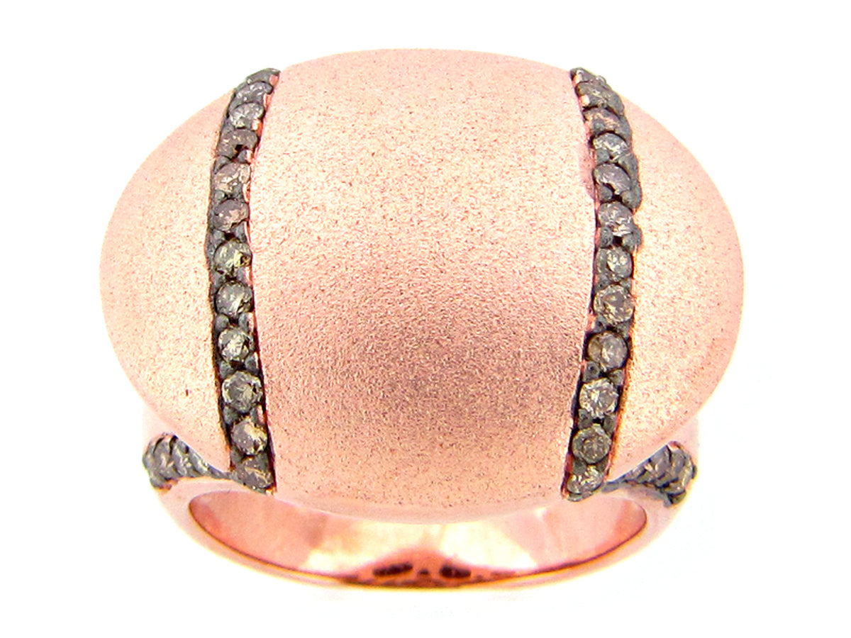 BROWN DIAMOND RING, ROSE FINISH, SILVER (N)