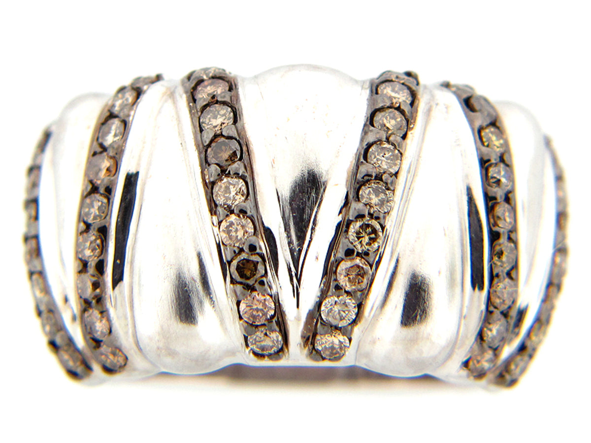 BROWN DIAMOND RING, SILVER (N)