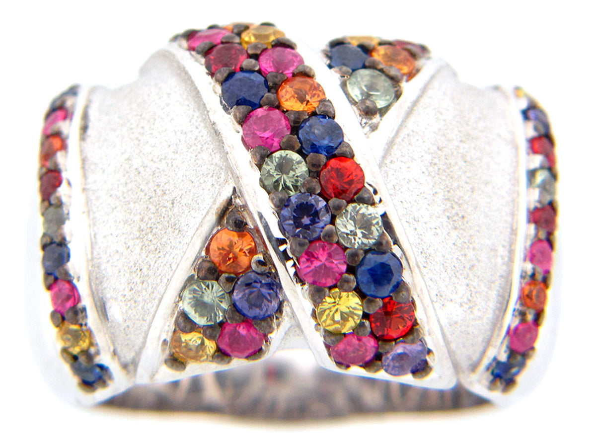 RAINBOW SAPPHIRE RING, SILVER (H/U)