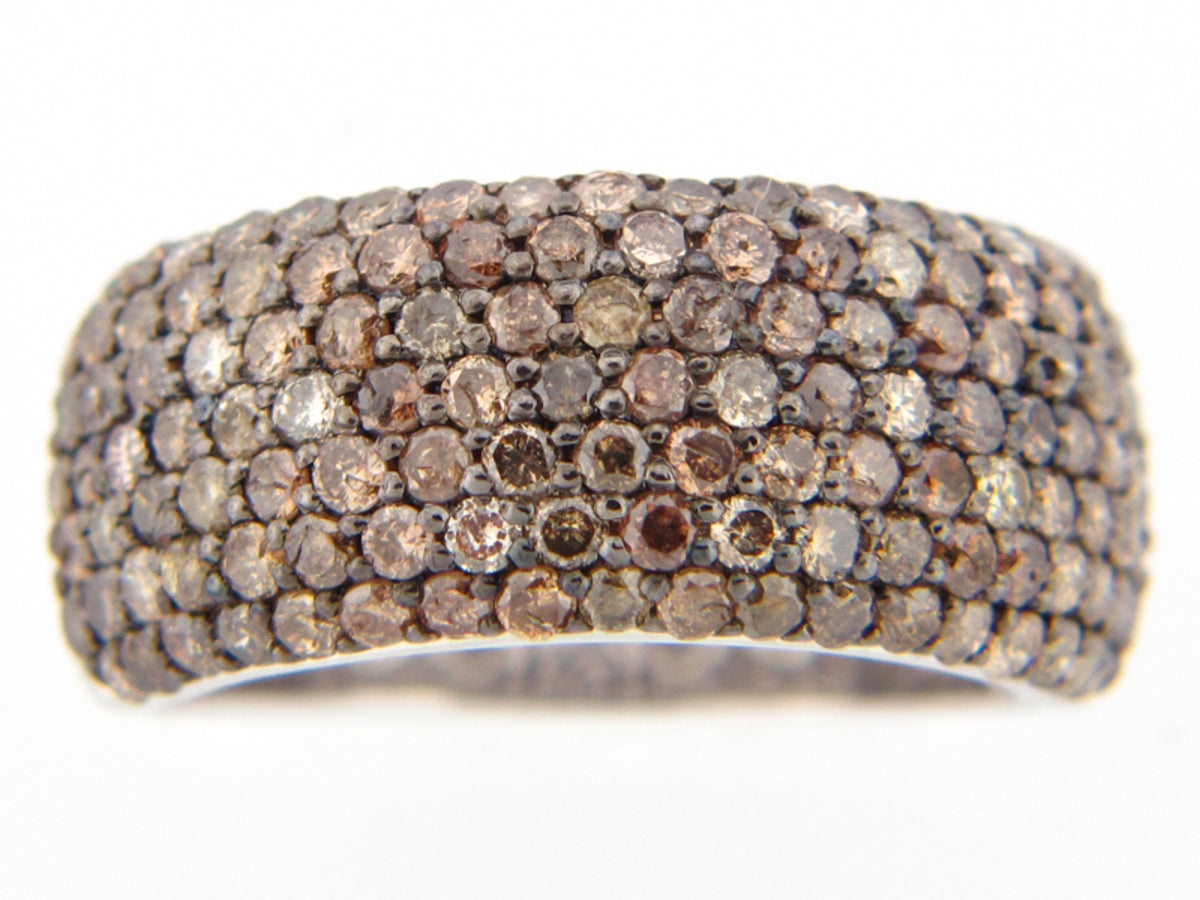 BROWN DIAMOND RING, SILVER (N)