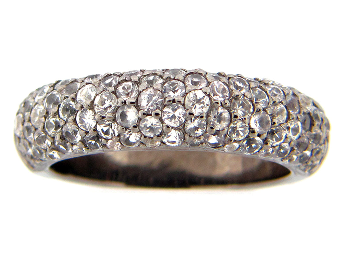 WHITE SAPPHIRE RING, BLACK FINISH, SILVER (H)