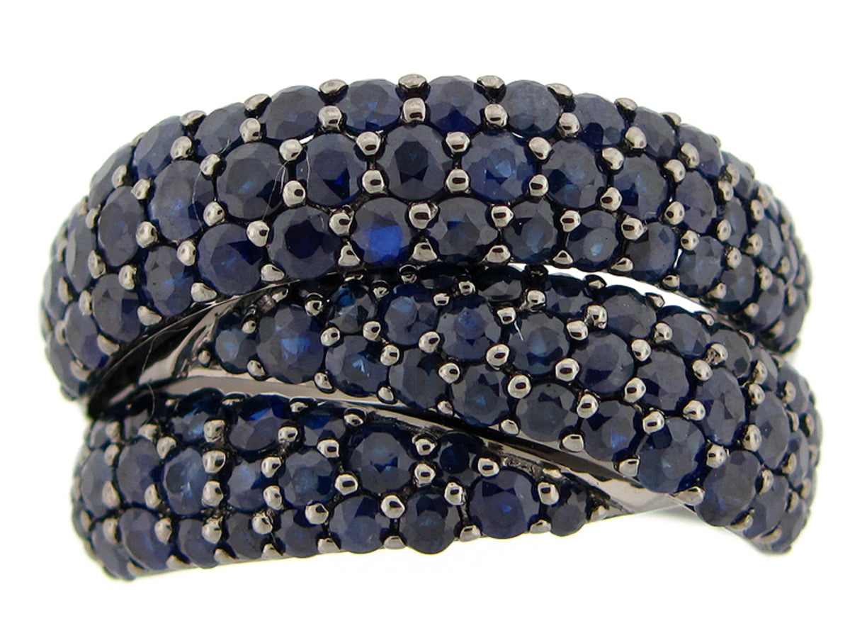 SAPPHIRE RING, BLACK FINISH, SILVER (H)