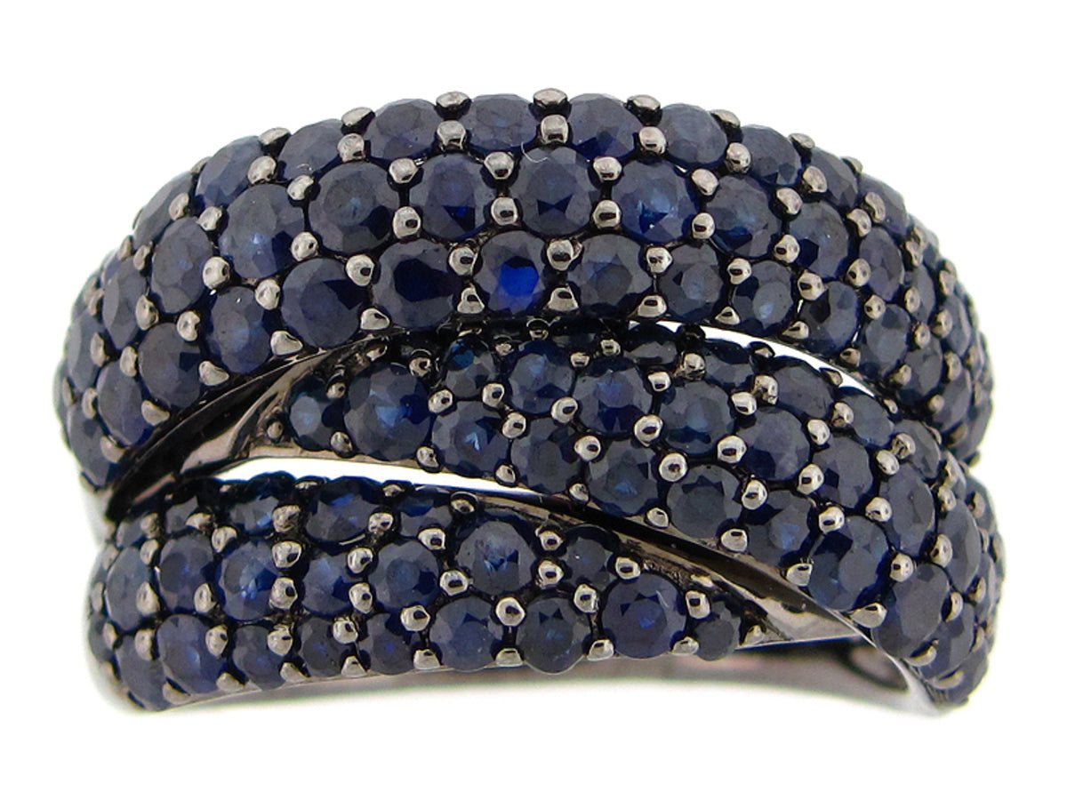SAPPHIRE RING, BLACK FINISH, SILVER (H)