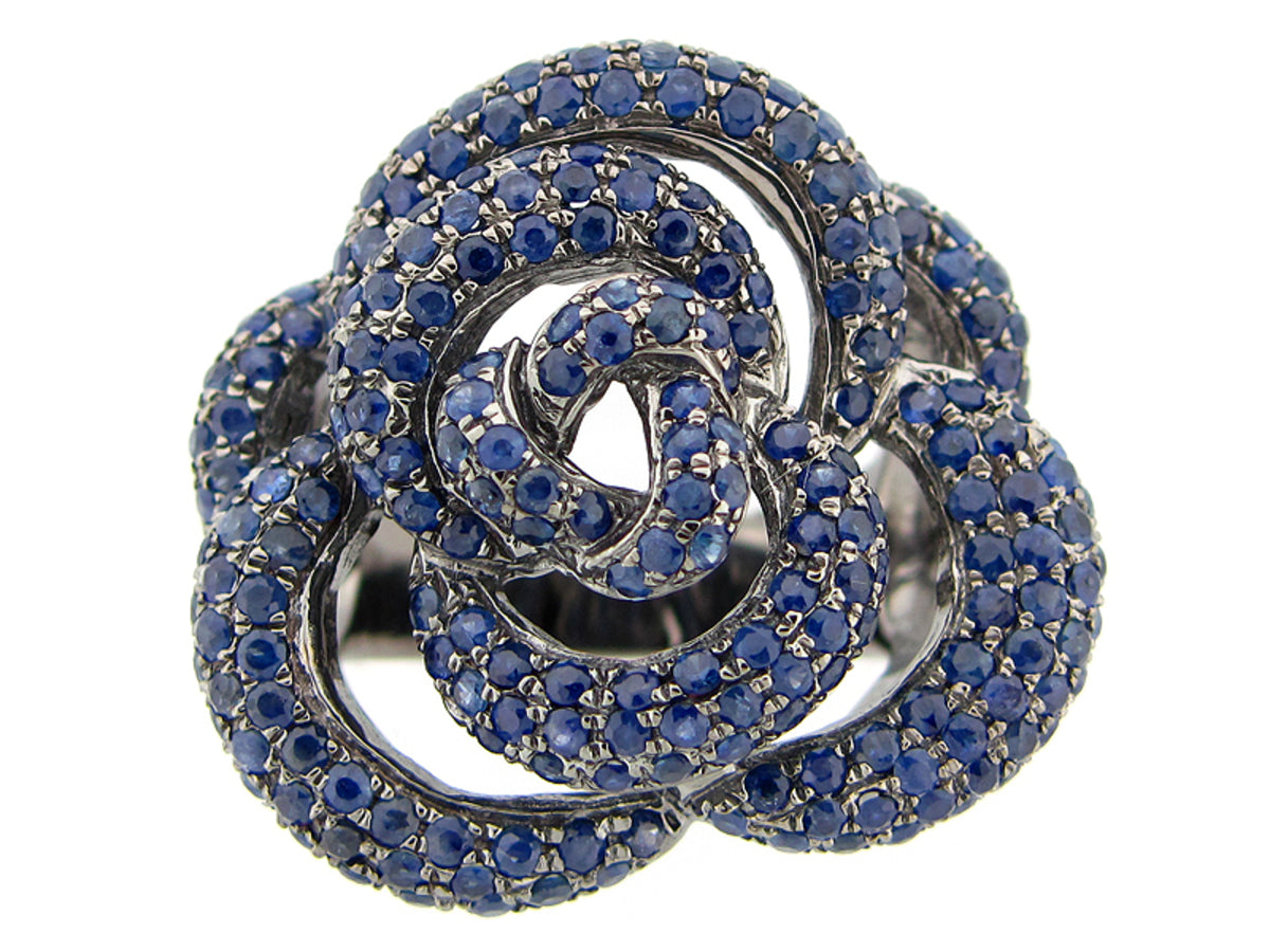 SAPPHIRE RING, BLACK FINISH, SILVER (H)