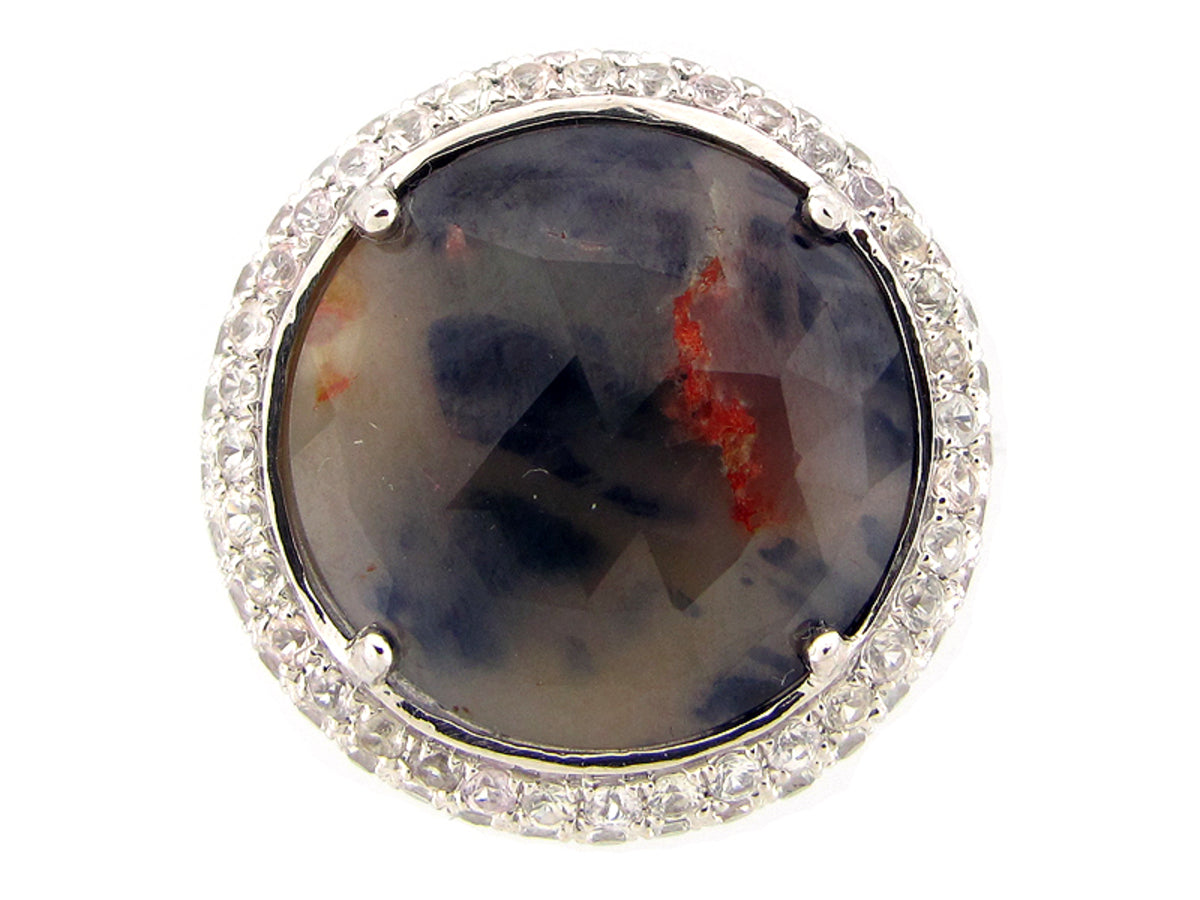 ROSE CUT SAPPHIRE & WHITE SAPPHIRE RING, SILVER (N/H)