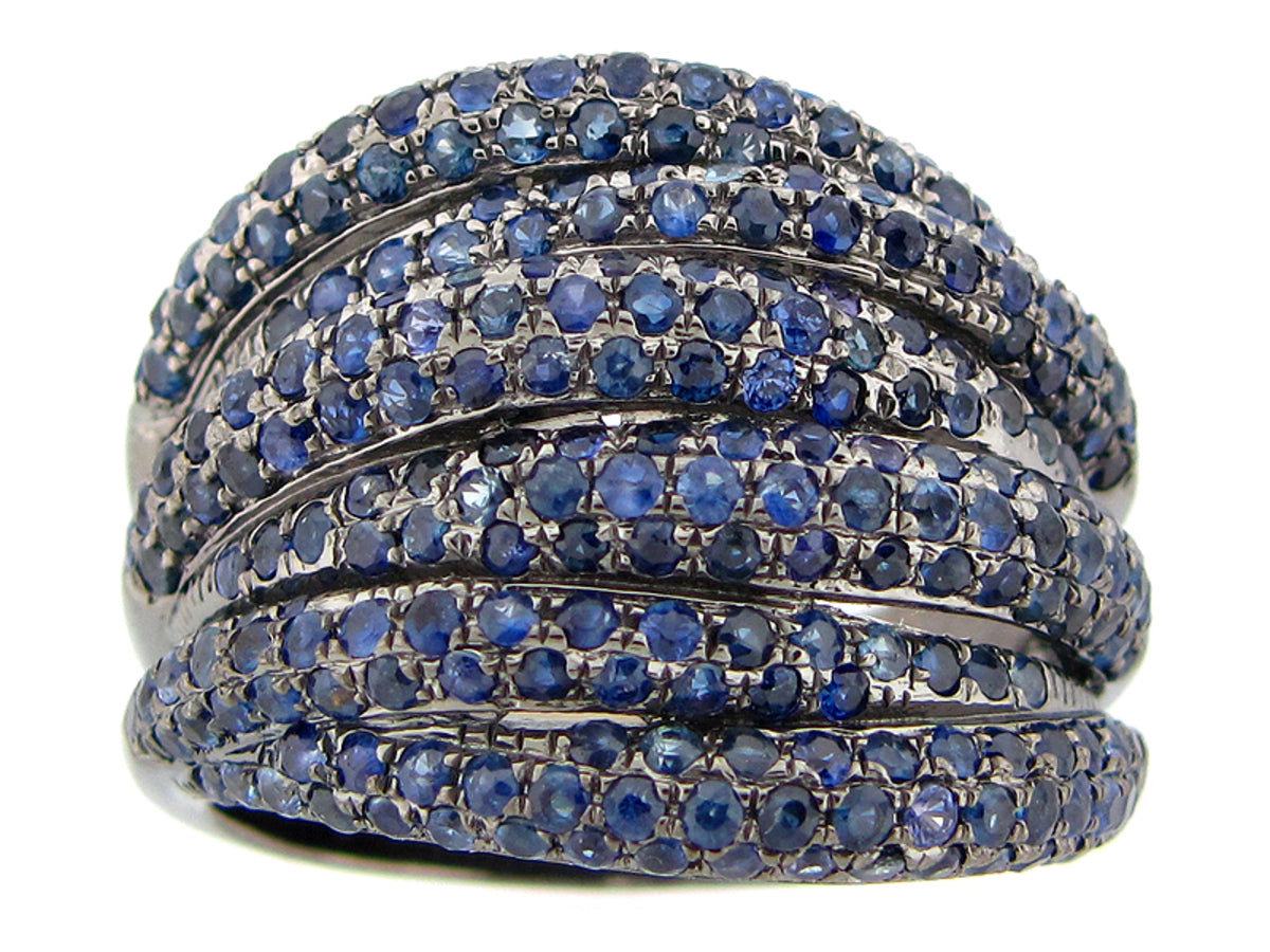 SAPPHIRE RING, BLACK FINISH, SILVER (H)