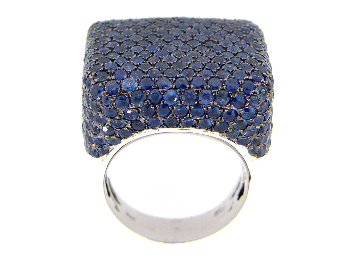 SAPPHIRE FLAT TOP RING, SILVER (H)
