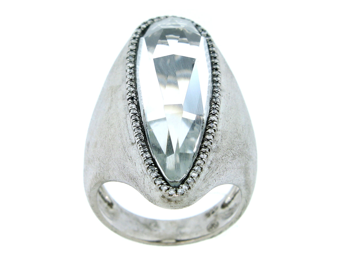 WHITE QUARTZ & DIAMOND, SILVER (H/N)