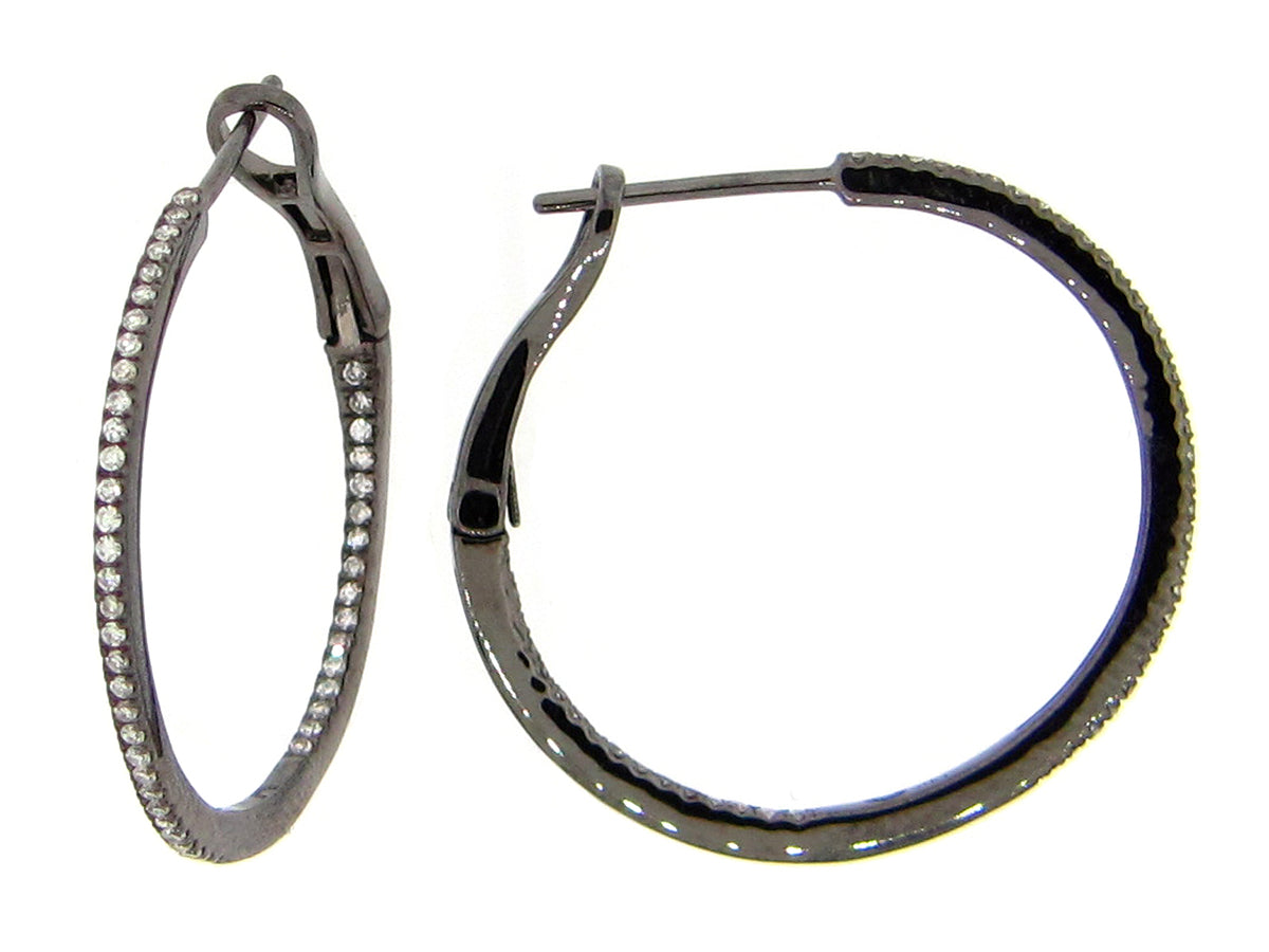 DIAMOND HOOP EARRING, 26MM, 14K BLACK FINISH (N)