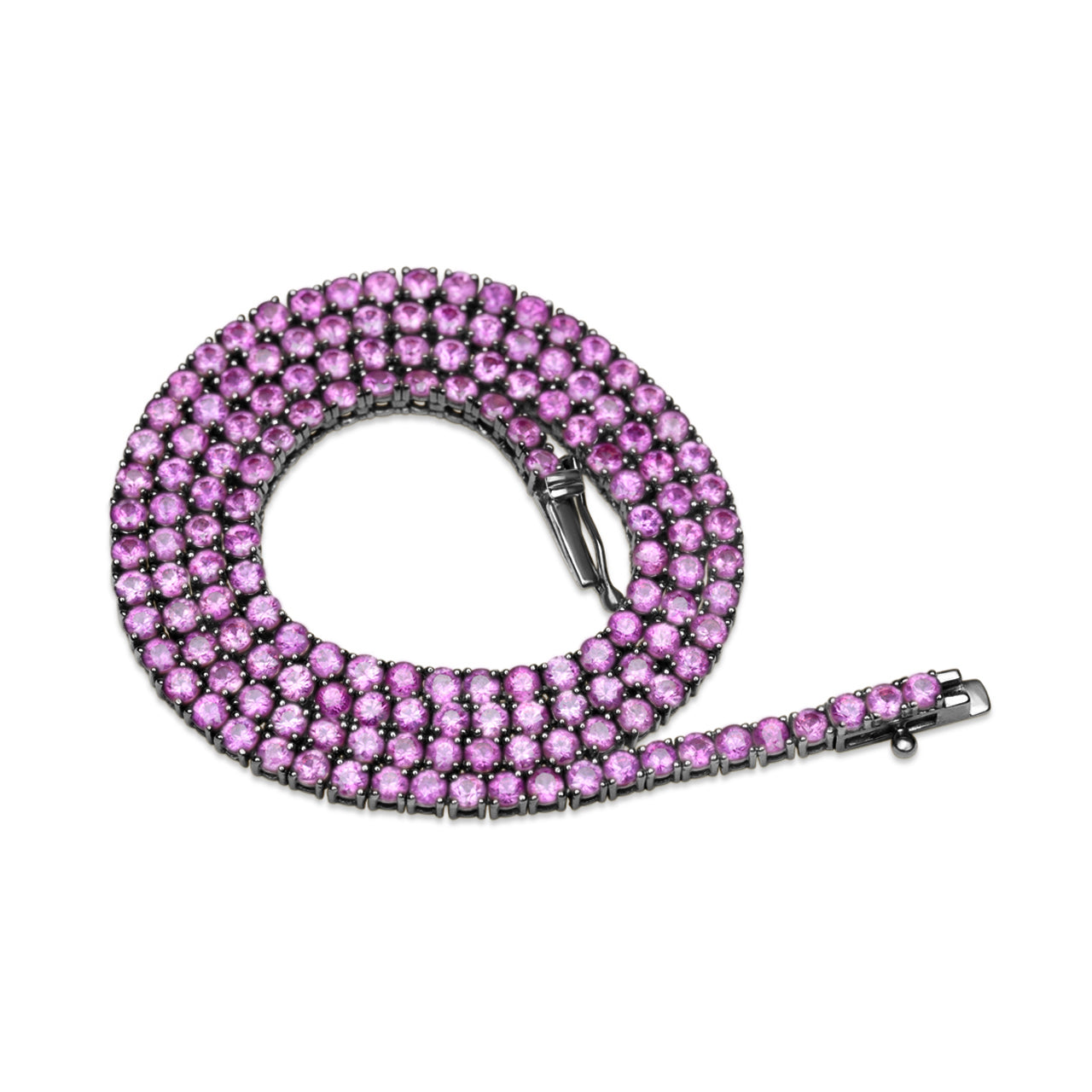 Pink Sapphire Tennis Necklace