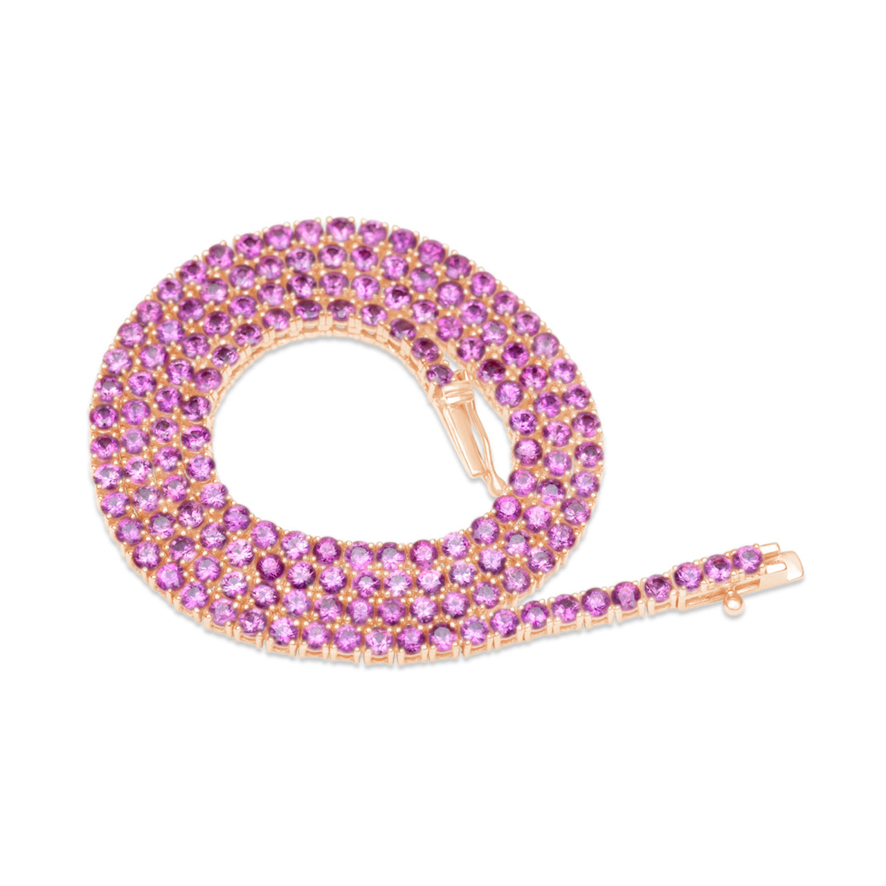 Pink Sapphire Tennis Necklace