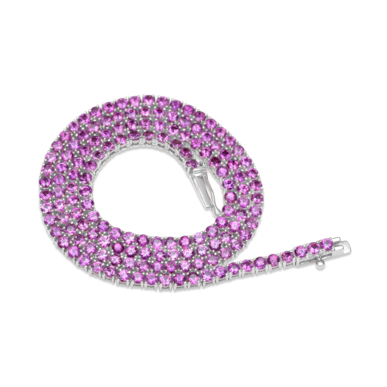 Pink Sapphire Tennis Necklace