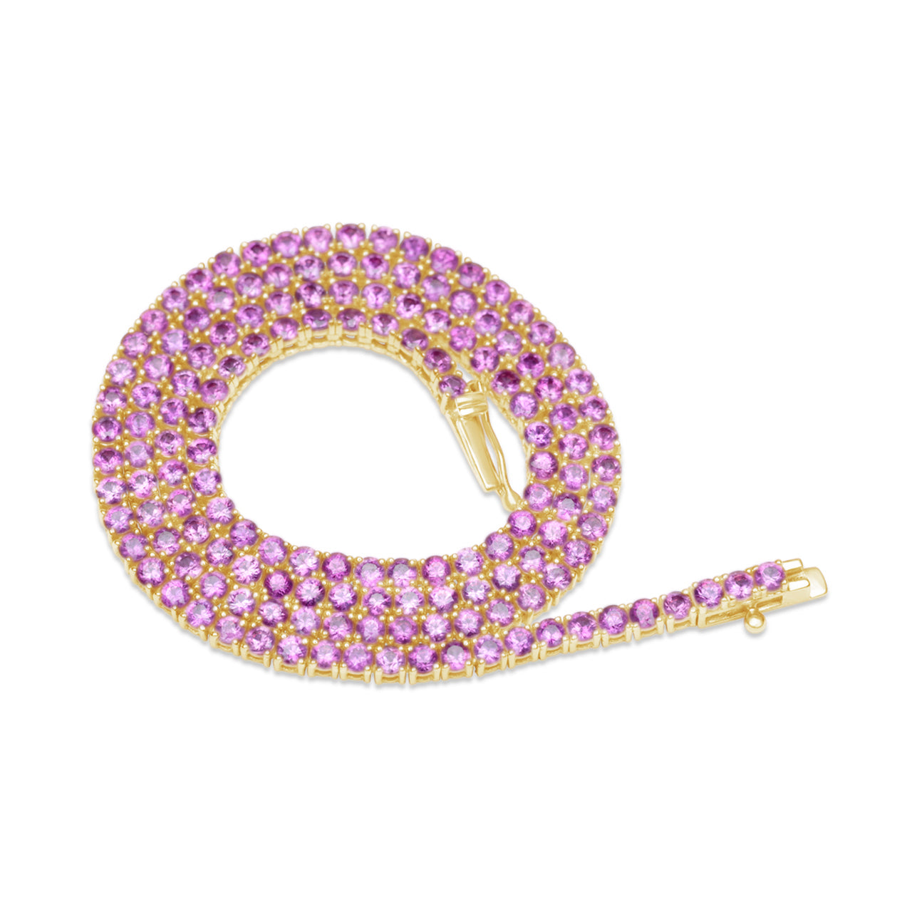 Pink Sapphire Tennis Necklace