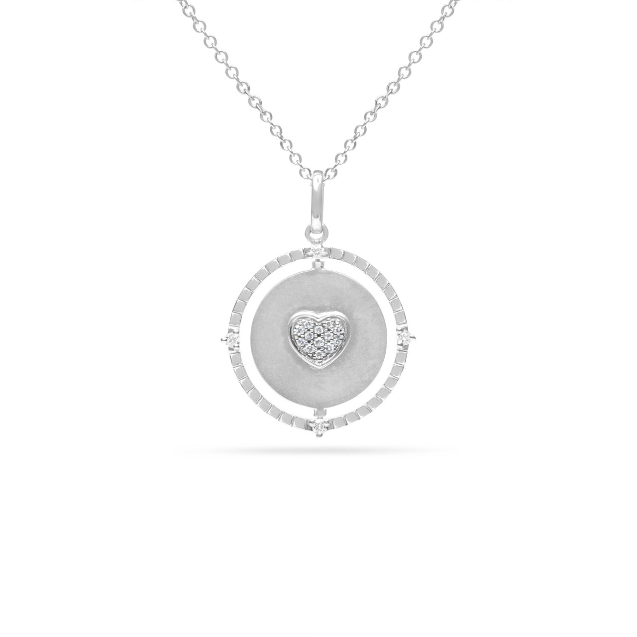 Diamond Heart Clover Flip Medallion Necklace