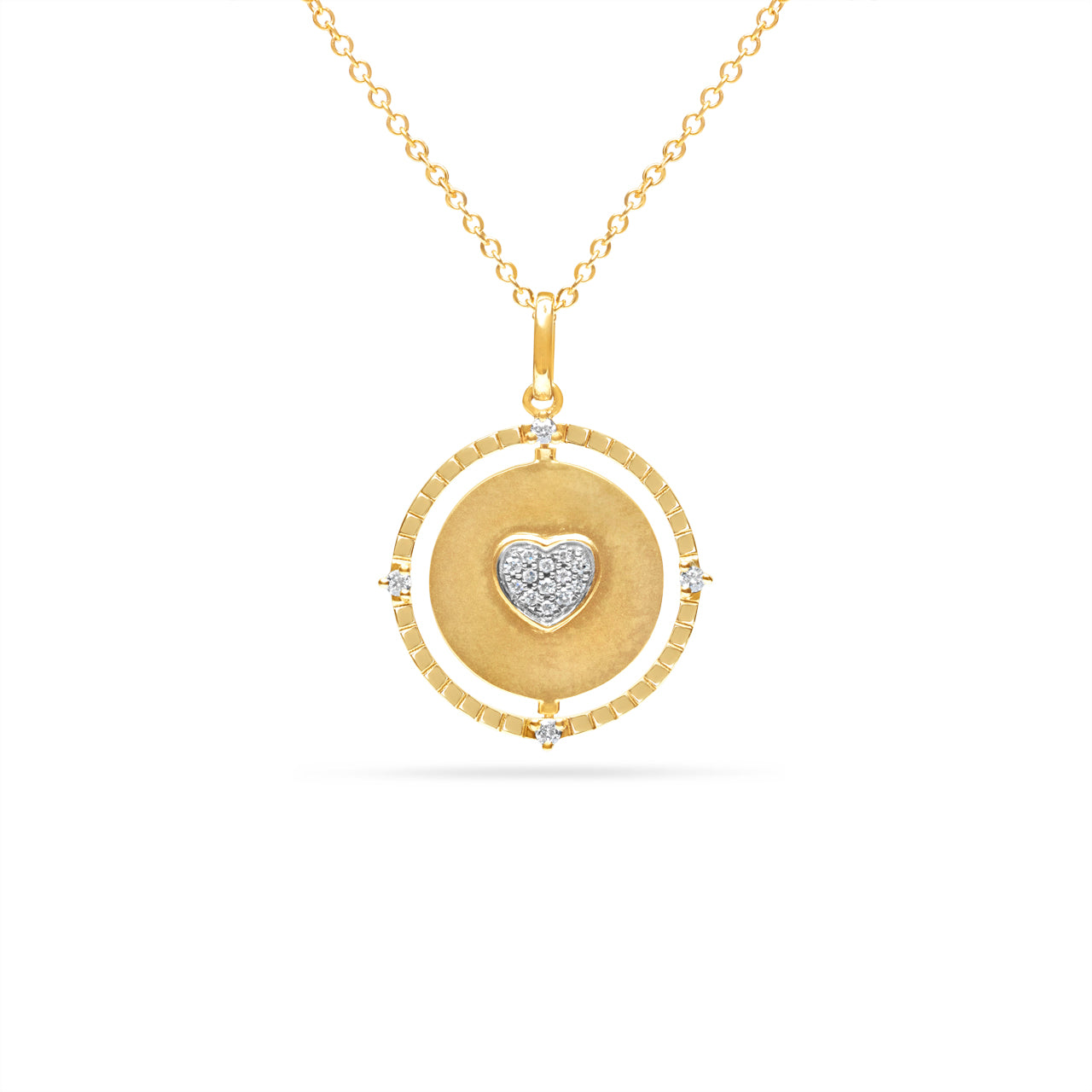 Diamond Heart Clover Flip Medallion Necklace