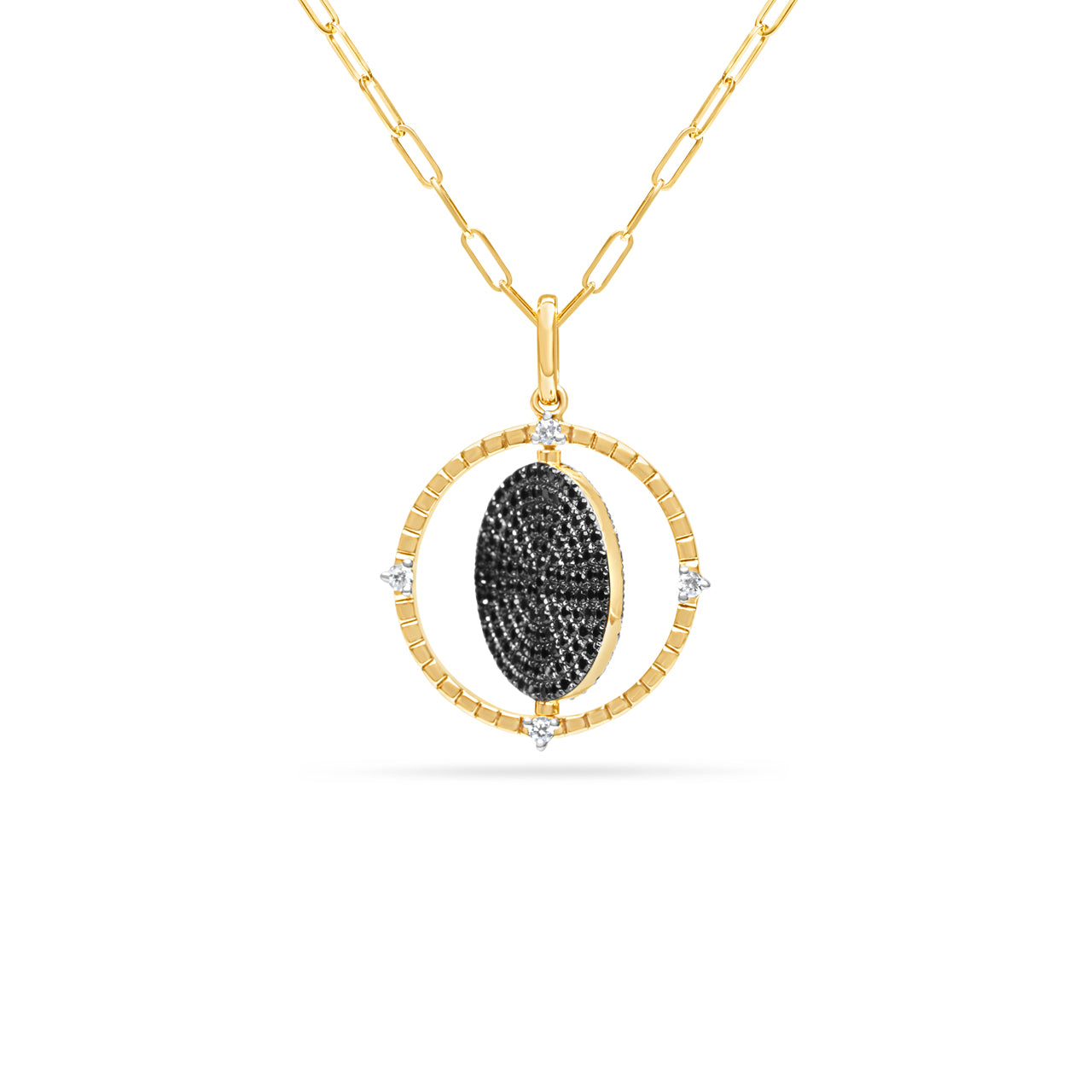 Black & White Diamond Flip Medallion Necklace