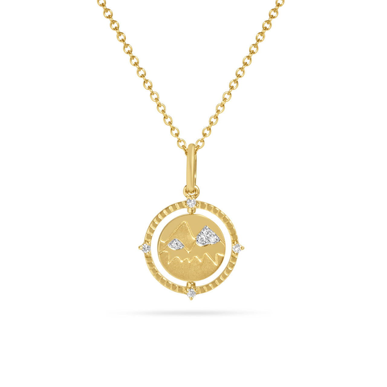 Diamond Mountain & Snowflake 14mm Flip Medallion Necklace