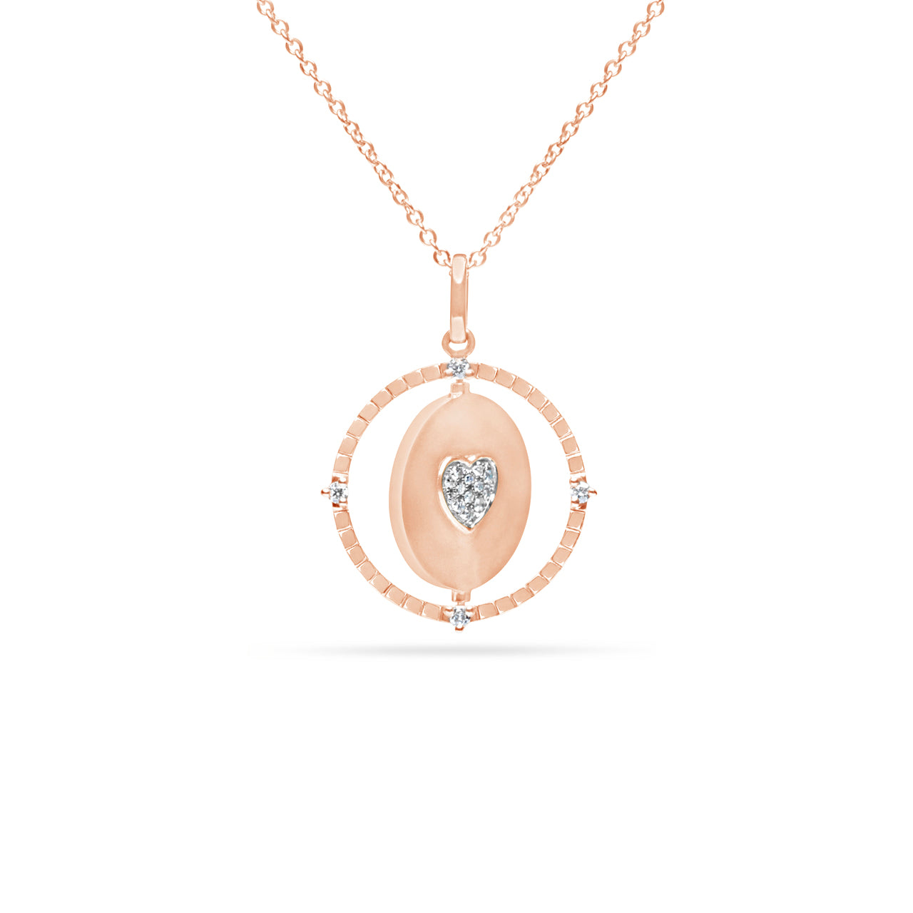 Diamond Heart Clover Flip Medallion Necklace