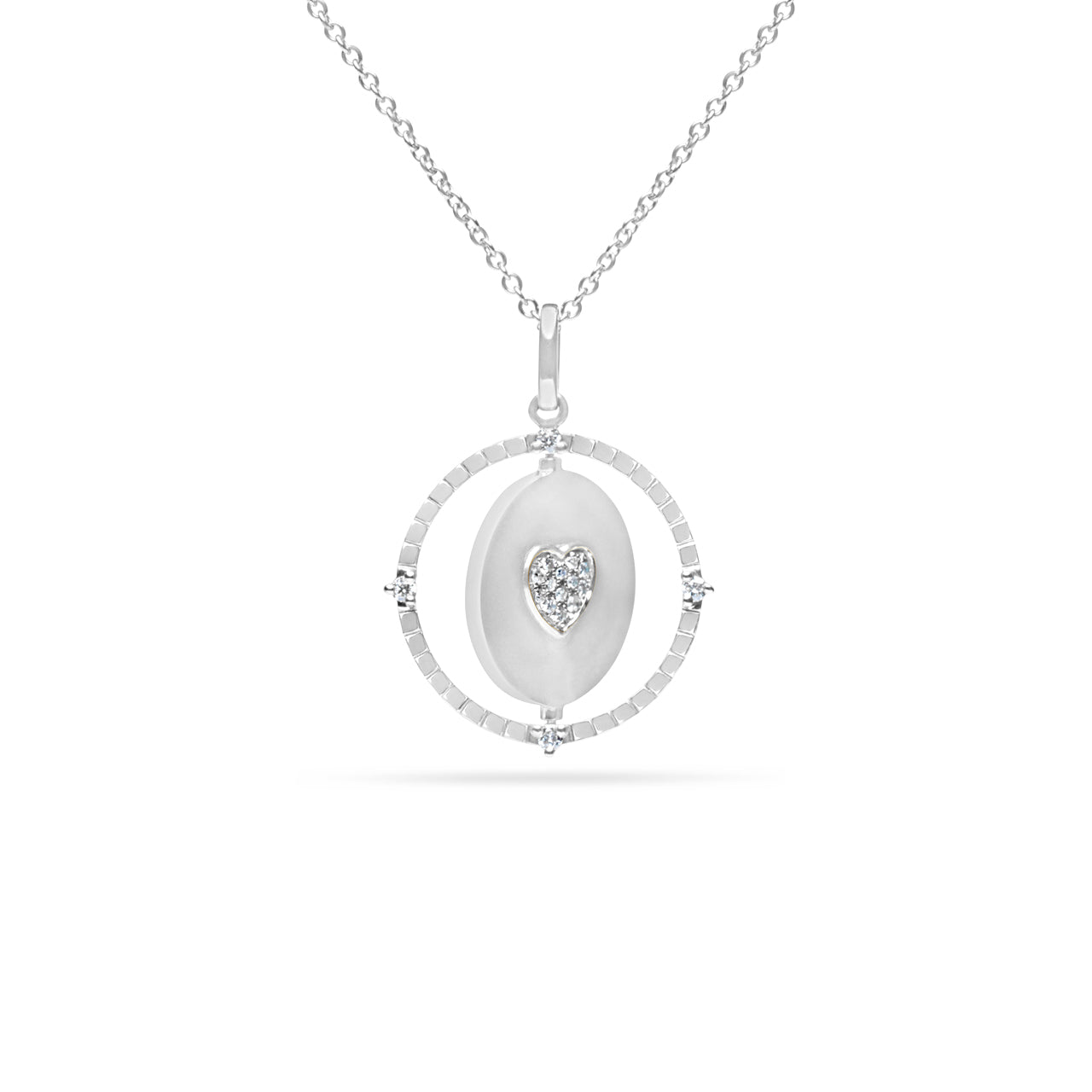 Diamond Heart Clover Flip Medallion Necklace