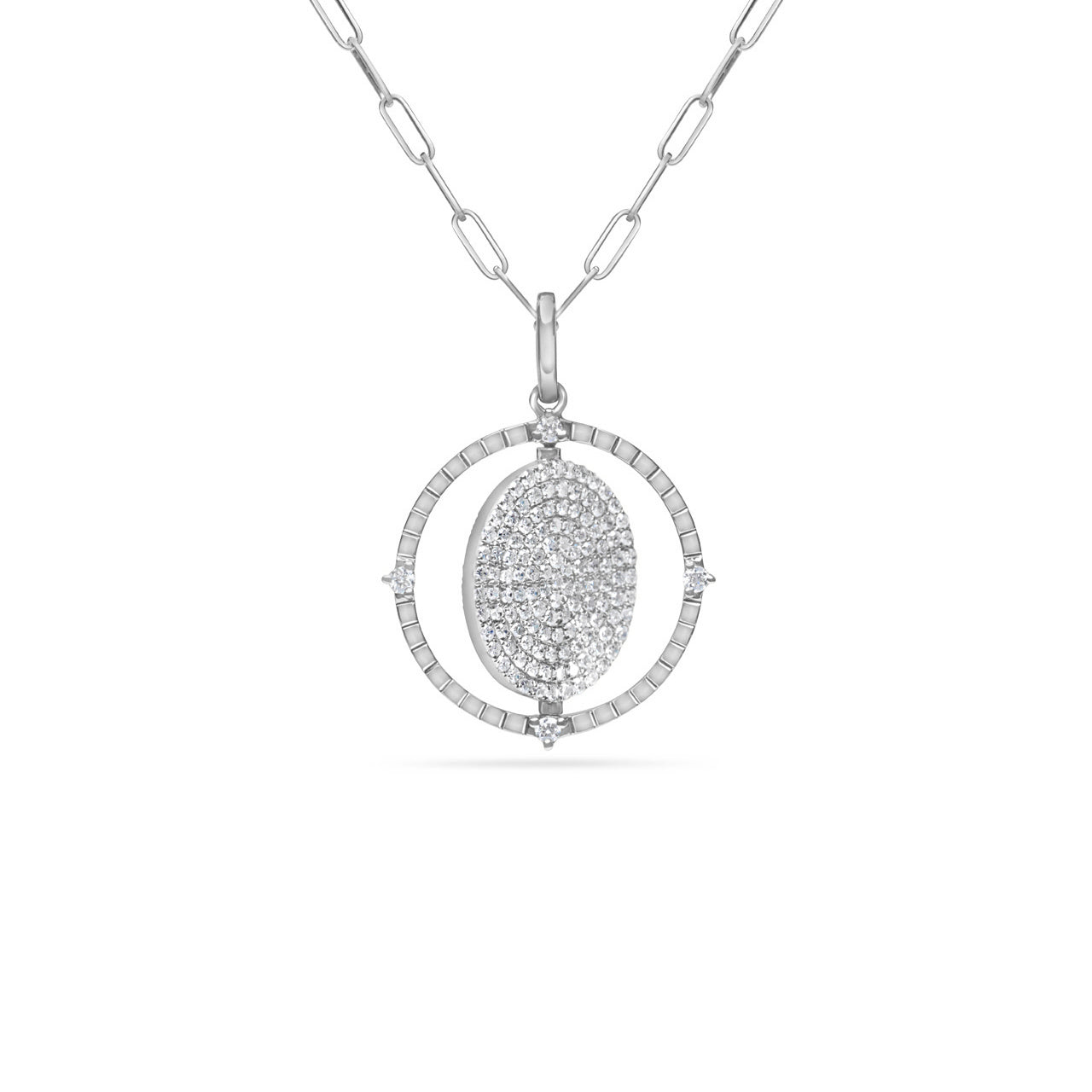 Black & White Diamond Flip Medallion Necklace