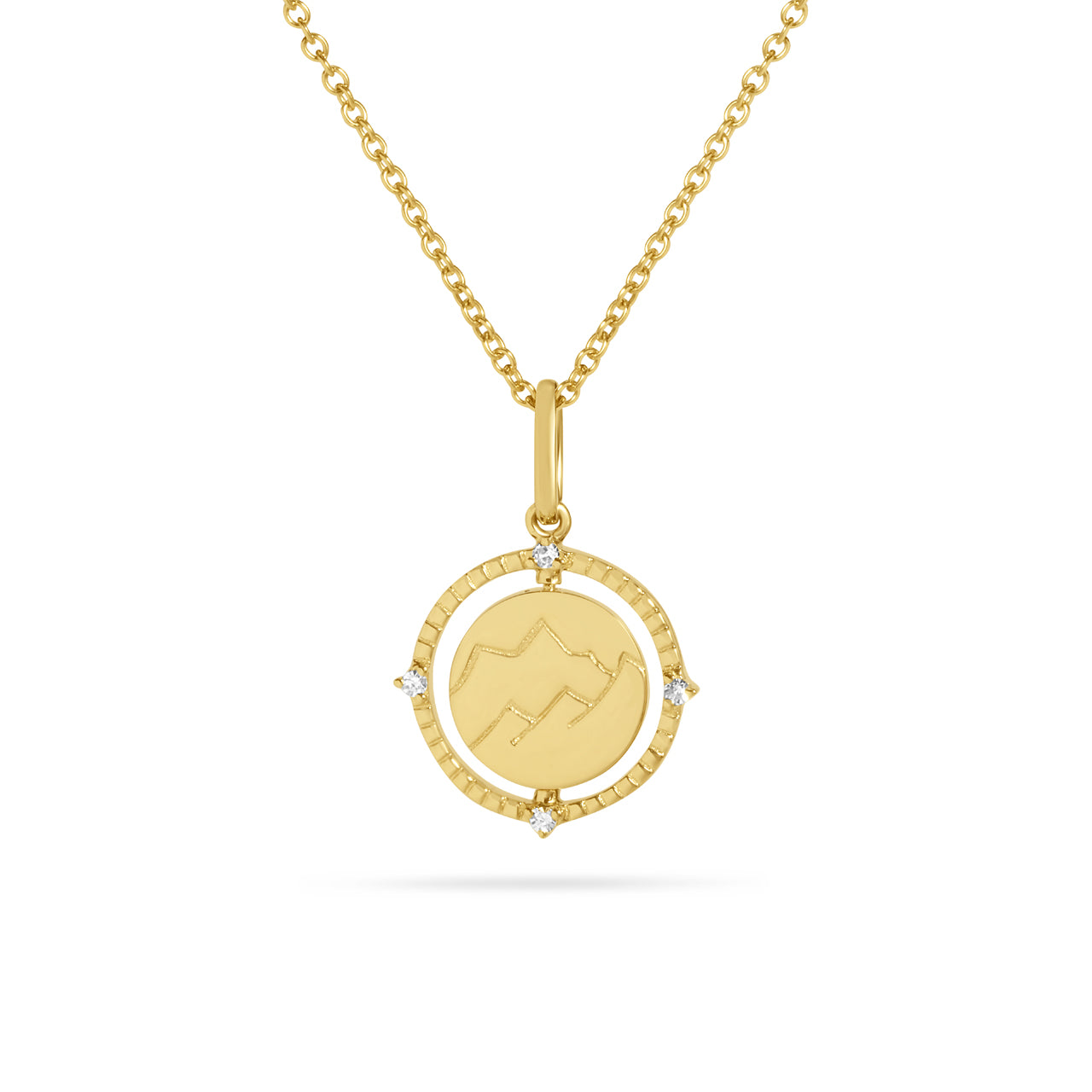 Diamond Mountain & Snowflake 14mm Flip Medallion Necklace