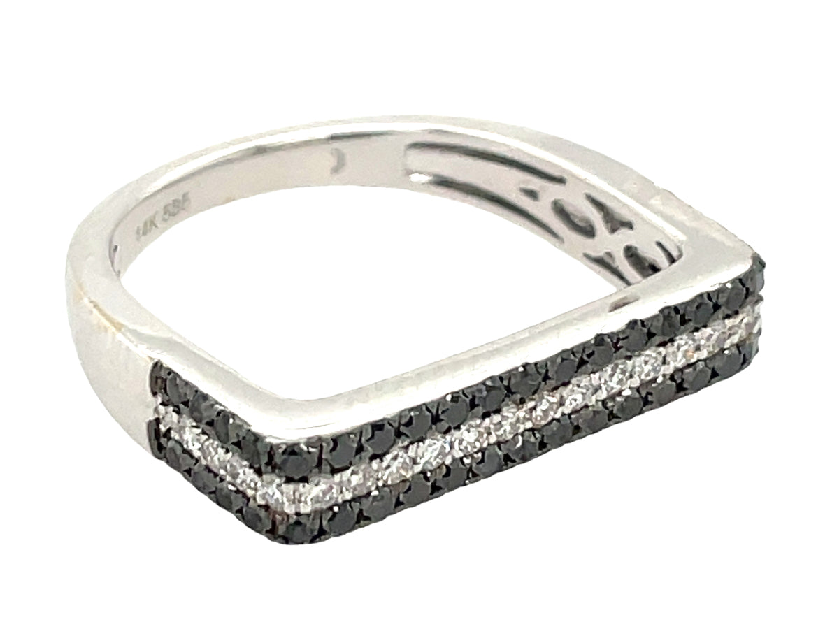 BLACK & WHITE DIAMOND FLAT BAR RING