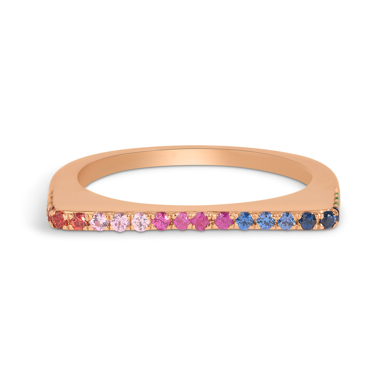Rainbow Sapphire Square Stackable Band