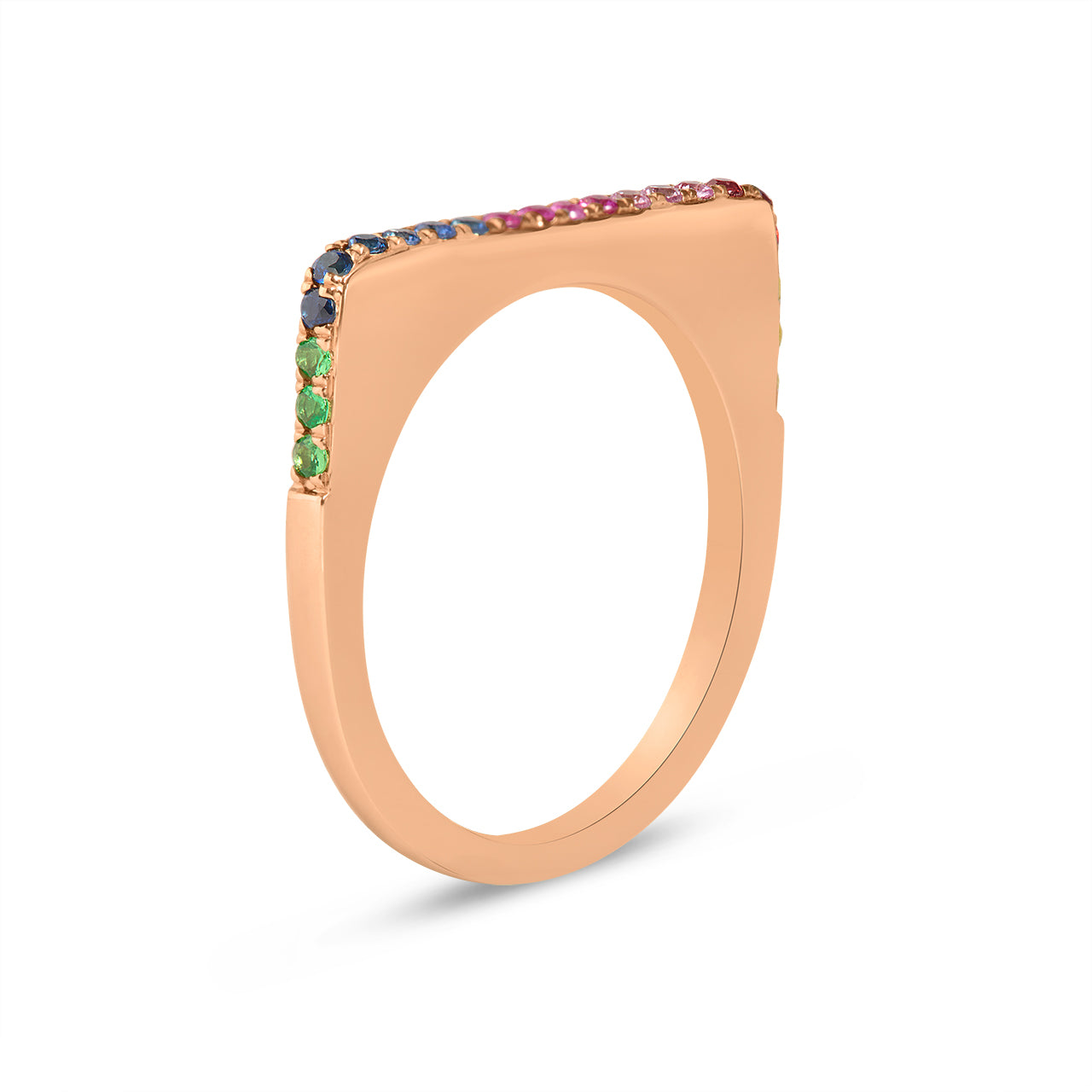 Rainbow Sapphire Square Stackable Band