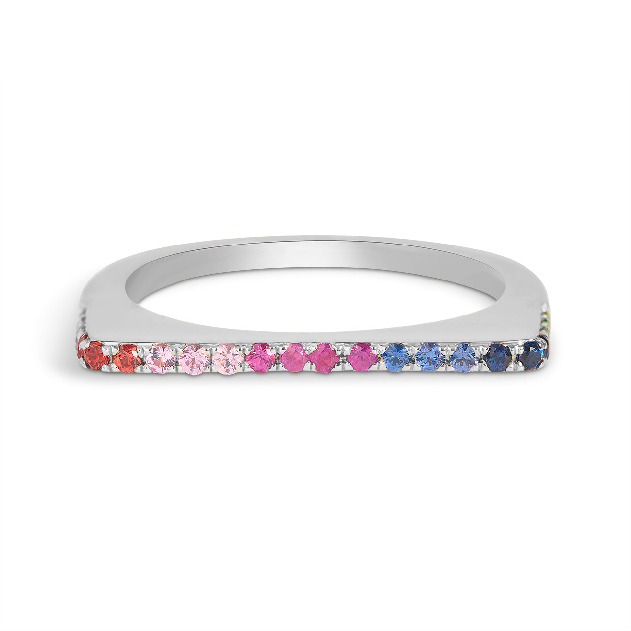 Rainbow Sapphire Square Stackable Band