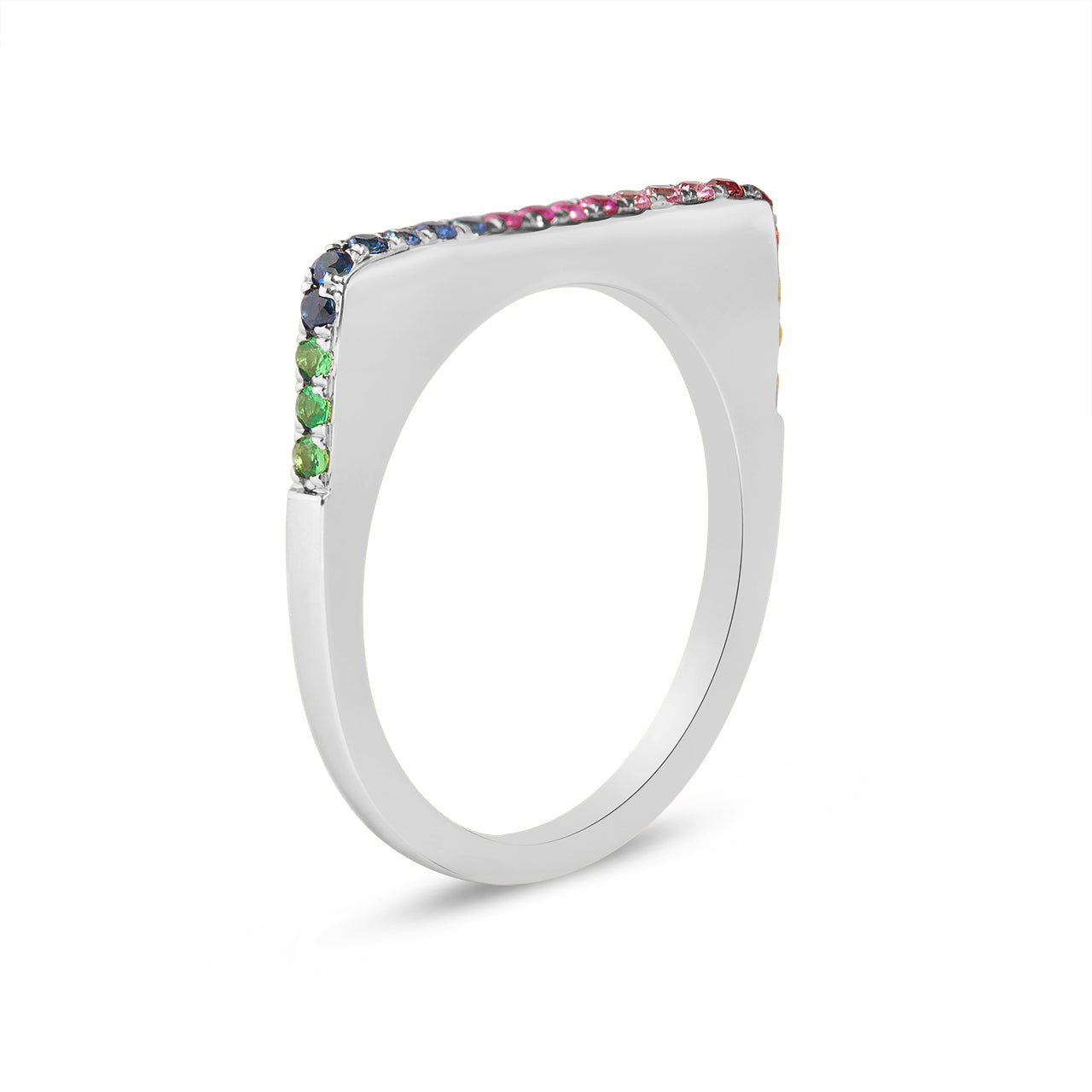 Rainbow Sapphire Square Stackable Band