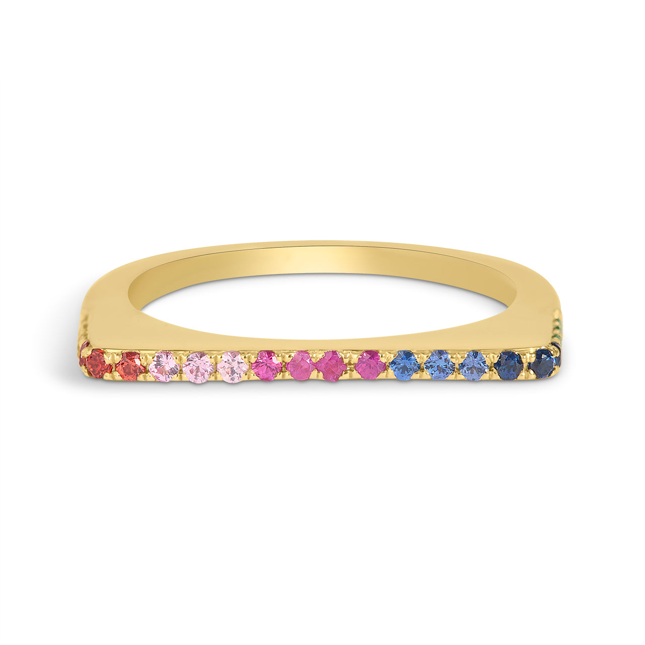 Rainbow Sapphire Square Stackable Band