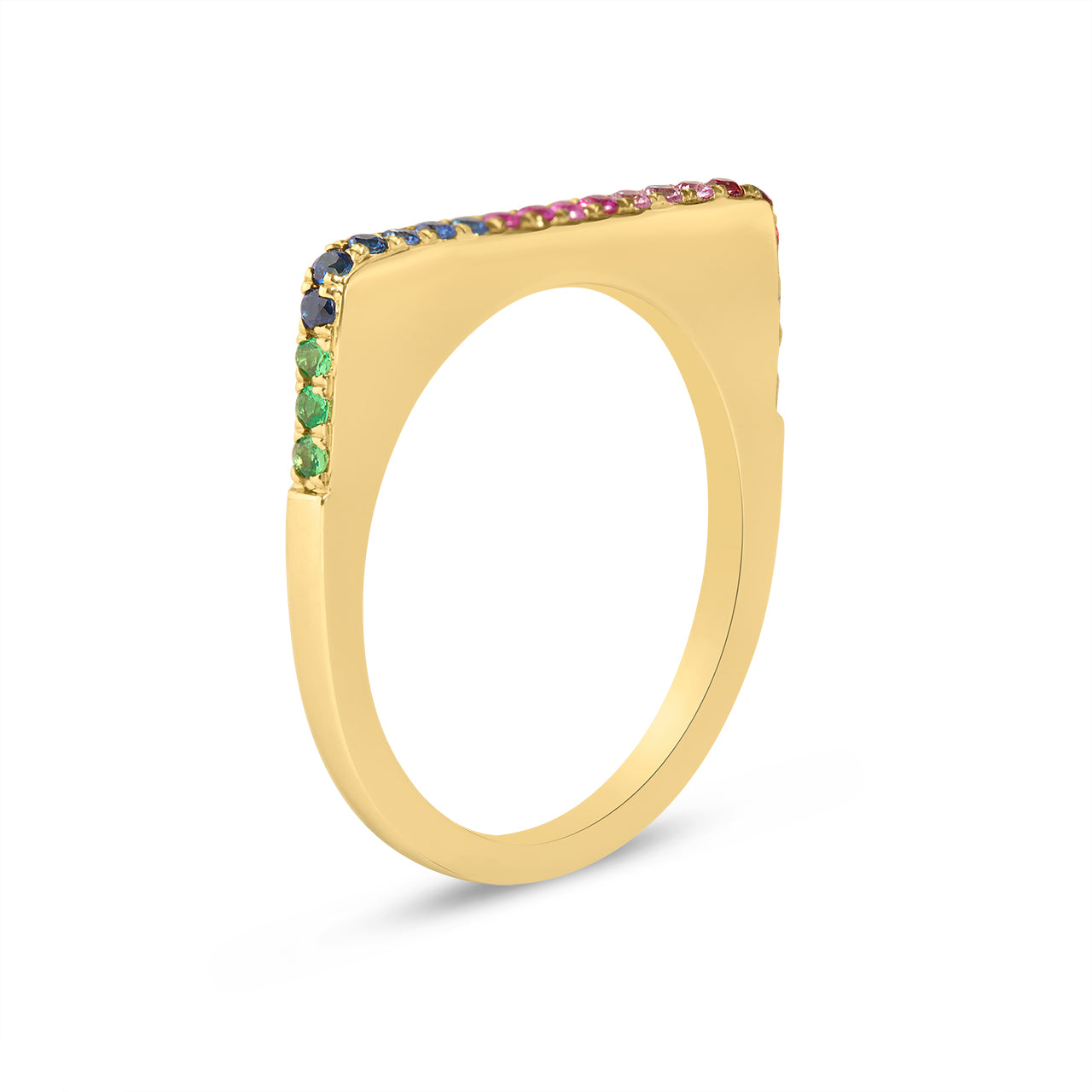 Rainbow Sapphire Square Stackable Band