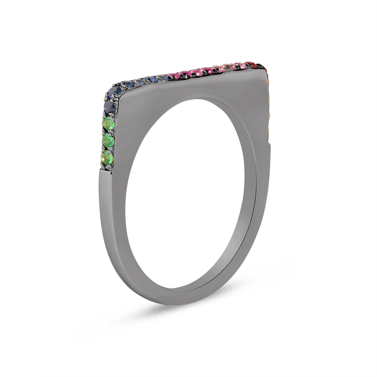 Rainbow Sapphire Square Stackable Band